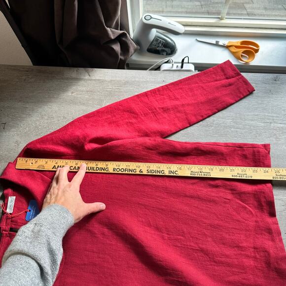 NWT Linen Sea Peter Pan Collar Blouse Long Sleeve Red Med - Picture 6 of 7